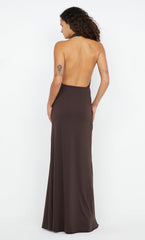 NESSIE COWL NECK MAXI DRESS - DARK CHOCOLATE