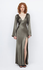 REN LONG SLEEVE MAXI DRESS - DARK WILLOW
