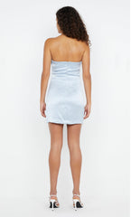 SYMONE STRAPLESS MINI DRESS - DUSTY BLUE