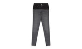 Contrast Leather Skinny Jeans Wmns "Grey" PS22WDS071_BLUE