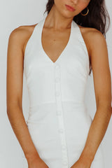 Renita Halterneck Button Maxi Dress White