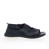 Reiley Floral Womens Black Leather Slip On Strap Sandals Shoes