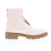Truett Womens White Leather Lace Up Casual Dress Boots