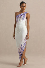 Sybil | Wisteria Floral Print Asymmetric Midi Dress