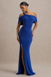Nala | Blue Asymmetric Maxi Dress With Split