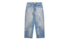 Distressed Stencil Denim "Washed Indigo" DSM S26 068