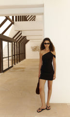 SYLVIE ASYM MINI DRESS - BLACK