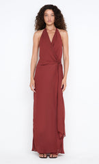 SONEVA WRAP DRESS - RUST
