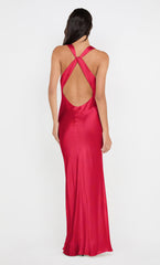 GIA HALTER MAXI DRESS - STRAWBERRY