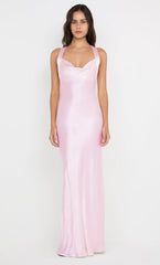 GIA HALTER MAXI DRESS - POWDER PINK