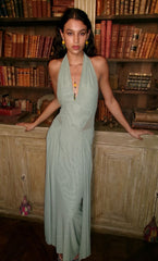 JUNIPER HALTER MAXI DRESS - PISTACHIO