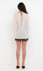 AUGUSTIN LAYERED MINI DRESS - SNOW/DARK CHOC