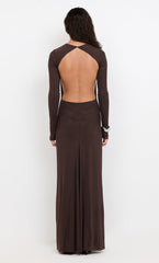 JUNIPER LONG SLEEVE MAXI DRESS - DARK CHOCOLATE