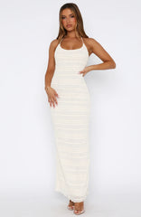 Never Say Goodbye Halter Maxi Dress Cream