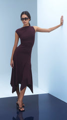 NARA ASYM MIDI DRESS - PLUM