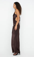 SOL TIE MAXI DRESS - DARK CHOCOLATE