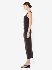 KARINA TUCK MIDI DRESS - ESPRESSO
