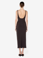 KARINA TUCK MIDI DRESS - ESPRESSO