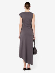 EMA ASYM DRESS - WASHED CHOC