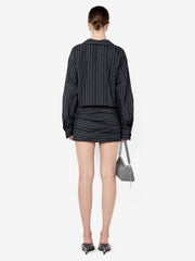 ROMI LONG SLEEVE MINI DRESS - BLACK/IVORY STRIPE