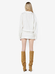 ROMI LONG SLEEVE MINI DRESS - IVORY/BLACK STRIPE