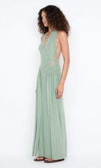 JUNIPER HALTER MAXI DRESS - PISTACHIO