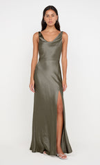 AUSTEN COWL NECK MAXI DRESS - DK WILLOW