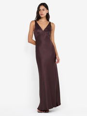 AUSTEN V NECK MAXI DRESS - DARK CHOCOLATE