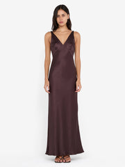 AUSTEN V NECK MAXI DRESS - DARK CHOCOLATE