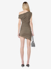 BRENNA PINTUCK MINI DRESS - KHAKI