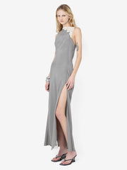 CHATEAU SPLIT MAXI DRESS - SLATE GREY/IVORY