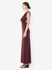 BRIGITTE COWL NECK MAXI DRESS - BLACKBERRY