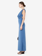 BRIGITTE COWL NECK MAXI DRESS - STEEL BLUE
