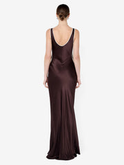 MARCY CUTOUT MAXI DRESS - DARK CHOC/SNOW
