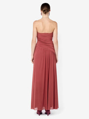 ISIDORE STRAPLESS MAXI DRESS - GARNET