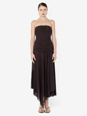 EVA STRAPLESS MIDI DRESS - DARK CHOCOLATE
