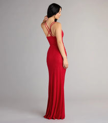 Riley Glitter Ruffle Slit Mermaid Formal Dress