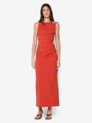 ALLIRA TUCK MAXI  DRESS - BURNT ORANGE