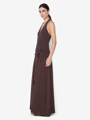 SABRINE HALTER MAXI DRESS - DARK CHOCOLATE
