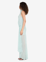 ALGARVE COWL NECK MAXI DRESS - MINT SLICE STRIPE