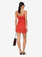 ALLIRA ASYM MINI DRESS - BURNT ORANGE