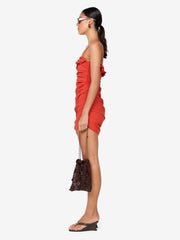 ALLIRA ASYM MINI DRESS - BURNT ORANGE