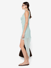 ALGARVE ASYM MINI DRESS - MINT SLICE STRIPE