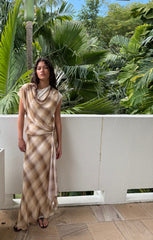 ELIANA MAXI DRESS - DUNE CHECK