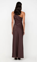 LUNETTA ASYM DRESS - DARK CHOCOLATE