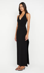 ARIVEN HALTER MAXI DRESS - BLACK