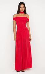 DEIJA OFFSHOULDER MAXI DRESS - STRAWBERRY