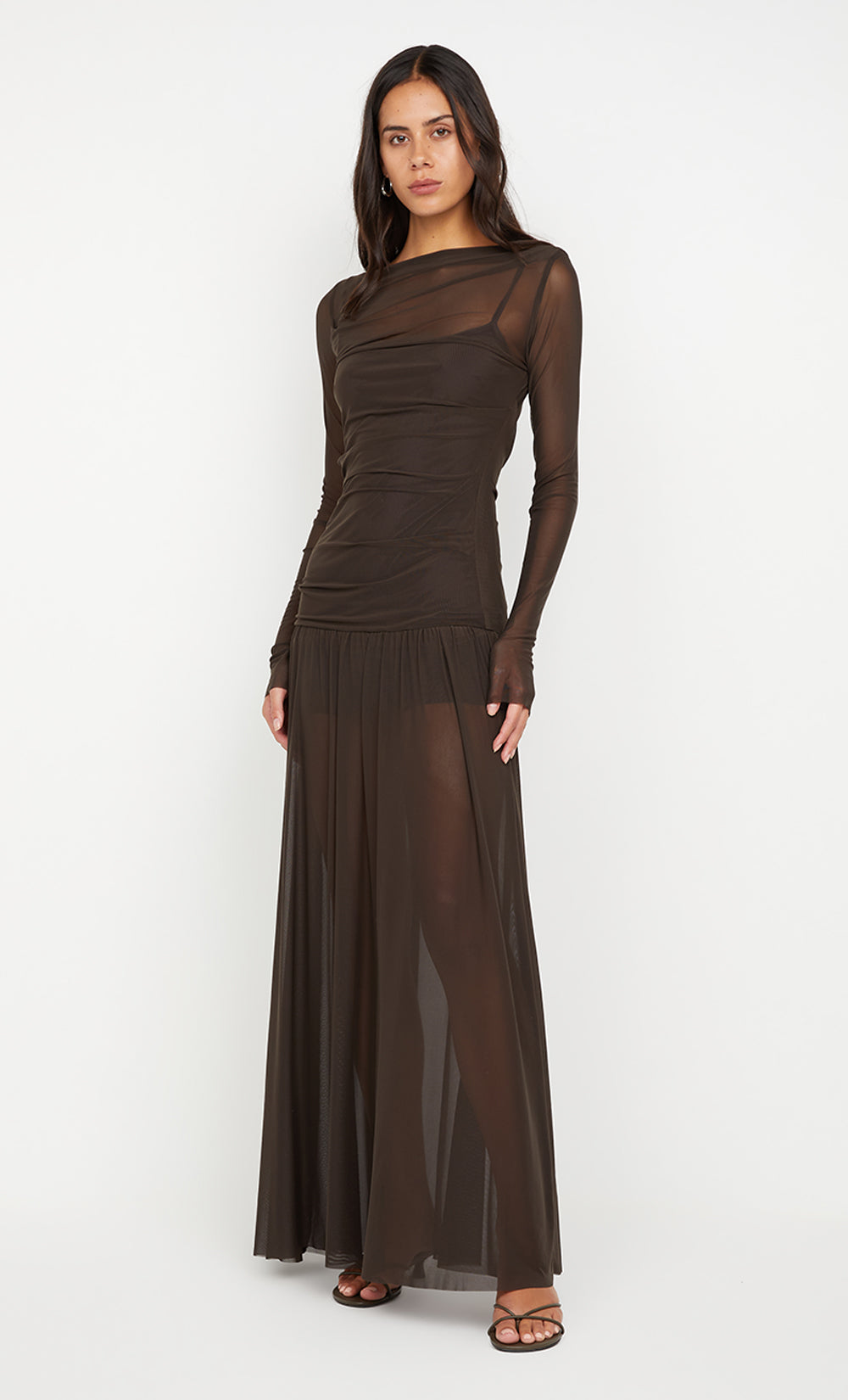 BLAINE LONG SLEEVE MAXI DRESS - CEDAR