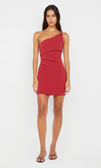 ARIVEN ASYM MINI DRESS - CHERRY