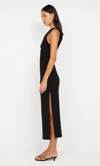 ARIVEN ASYM MIDI DRESS - BLACK